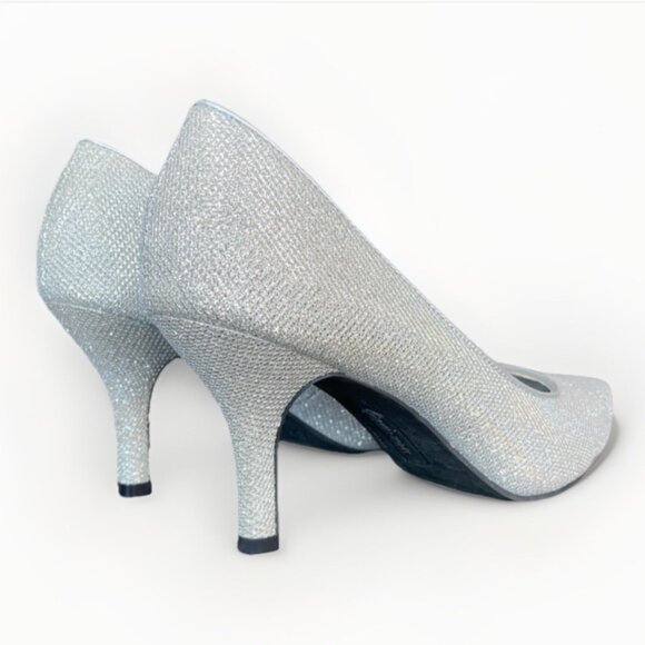 NEW WOMEN'S SIZE 8 .5 SILVER SPARKLE FIONI NIGHT HIGH HEEL SHOES - Picture 4 of 12